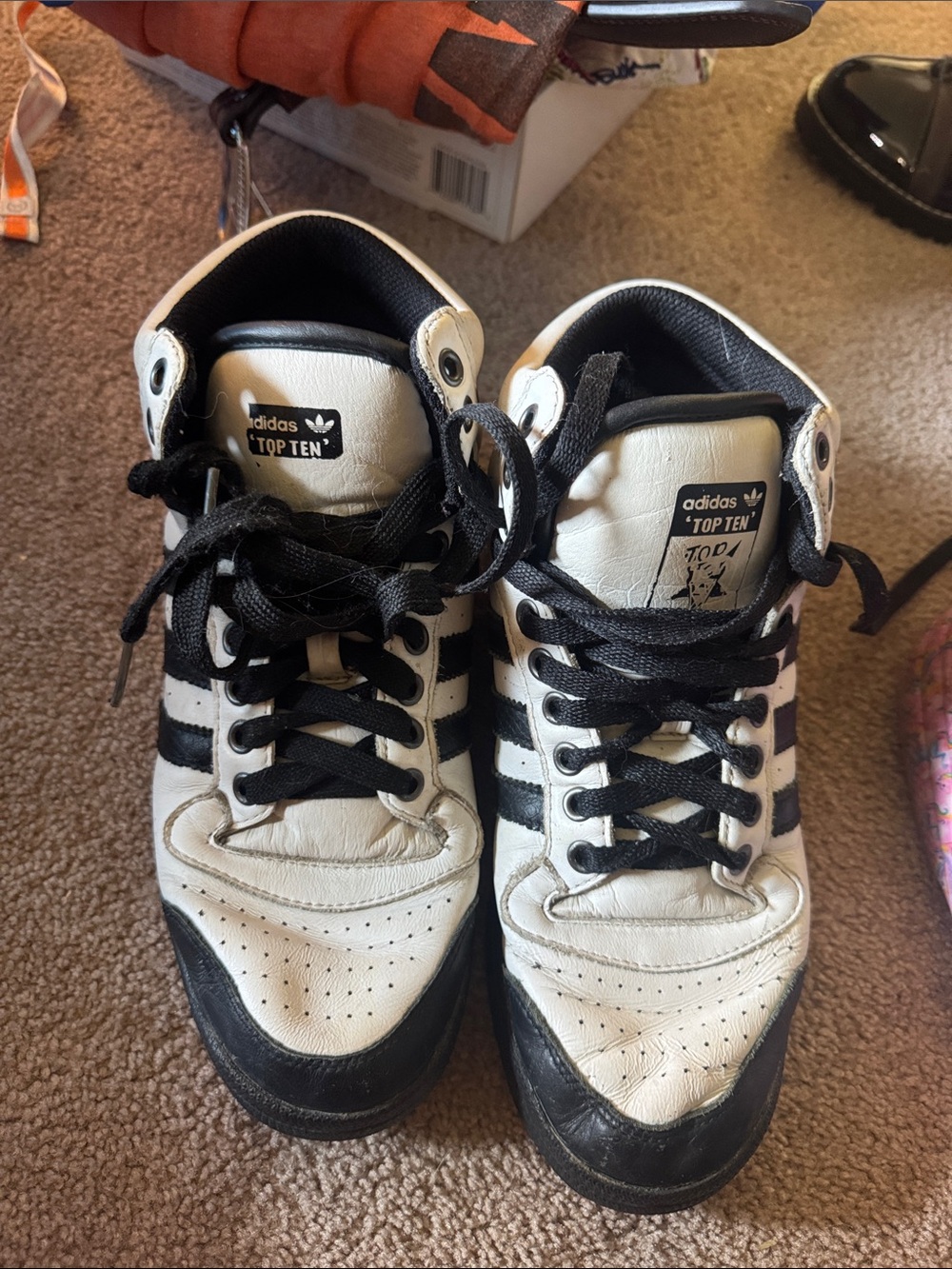 adidas White and Black Top Ten Retro Basketball Shoes